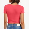 thumbnail image 4 of Dealovy Going out Tops for Women Bowknot Short Sleeve Crop T-Shirts Round Neck Summer Basic Tees, 4 of 7