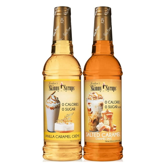Jordan's Skinny Gourmet Syrups Vanilla Caramel Creme and Salted Caramel 25.4 Fluid Ounce (Bundle of 2)