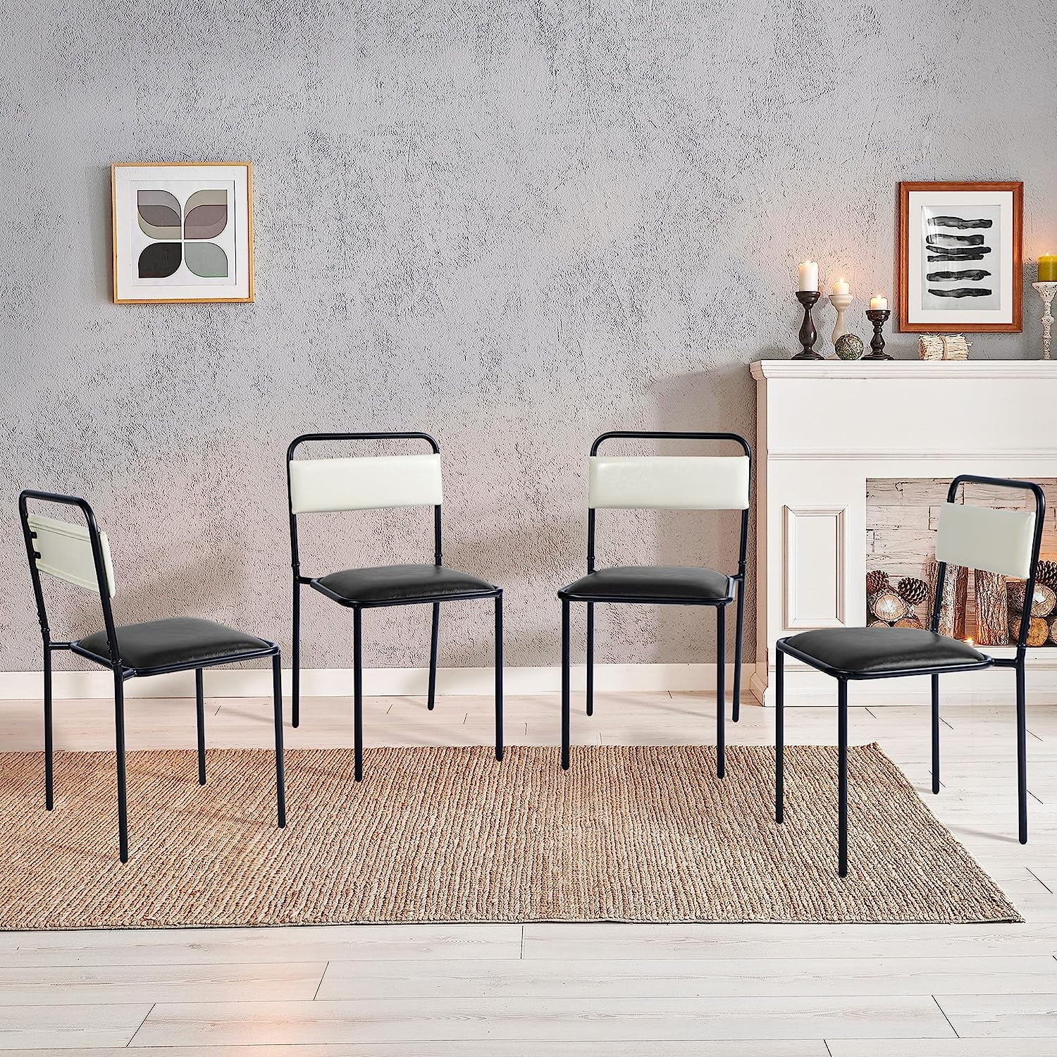 Cozy Castle MidCentury Modern Dining Chairs Set of 4, Faux Leather