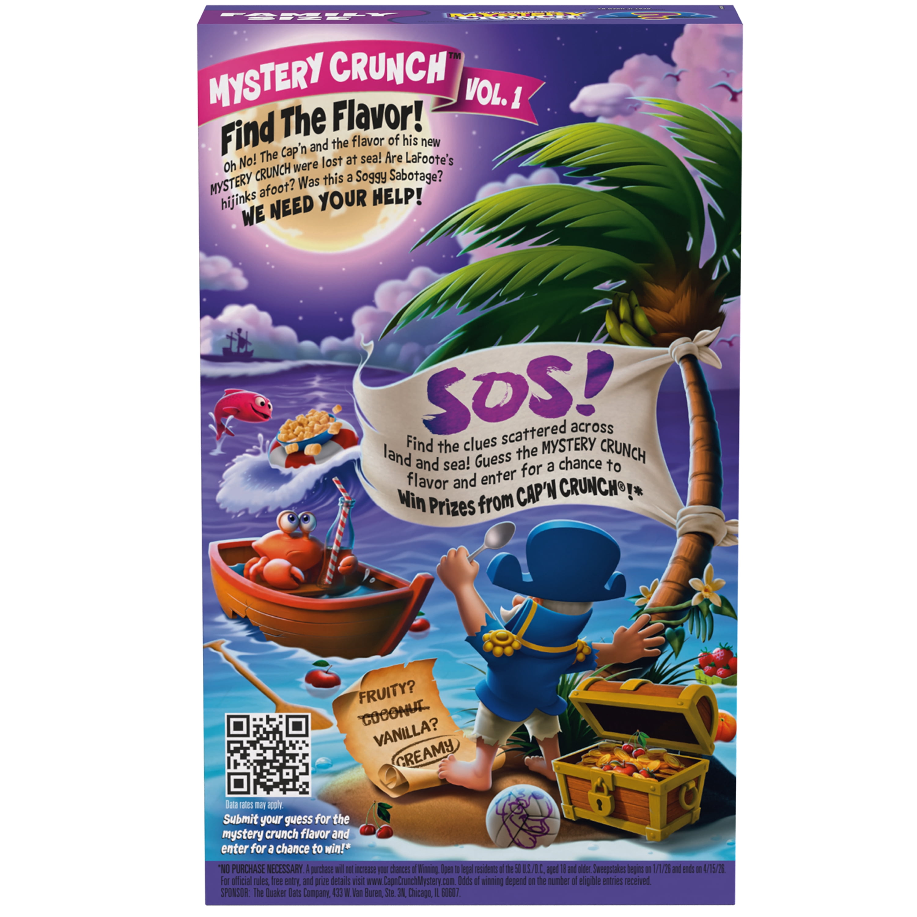 Cap'n Crunch Mystery Sweetened Corn and Oat Cereal Family Size with Crunchy Texture 22.1 oz