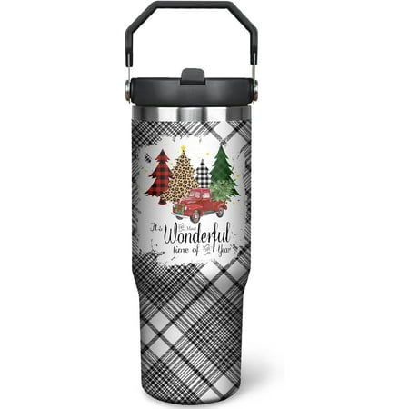 

30oz Christmas Tumbler With Handle Lid and Straw Stainless Steel Xmas Insulated Coffee Cup Christmas Gifts for Women/Mom/Daughter/Aunt/Girlfriend
