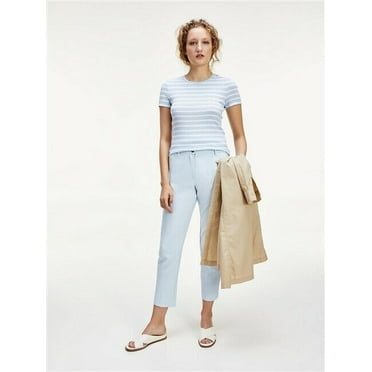 Tommy Hilfiger Ribbed Short-Sleeve T-shirt - Blue/White - M
