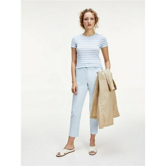 Tommy Hilfiger Ribbed Short-Sleeve T-shirt - Blue/White - M