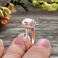 thumbnail image 3 of 1.50 Carat Cushion Cut Morganite Engagement Ring Infinity Twisted Halo Stacking Band Promise Ring 10k Rose Gold, 3 of 5