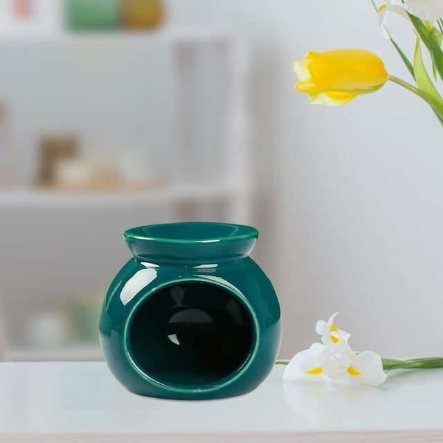 Ceramic Essential Oil Burner Melt Burner for Bathroom Meditation Kitchen Green
