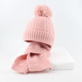 thumbnail image 2 of SXcggal One Enfants Tout-Petits Bébé Unisexe Imprimé Peluche Automne Hiver Boule de Cheveux Uni Foulard Cache-Couche Bonnet Tricoté Mignon Léger Chapeaux pour Enfants, 2 of 4