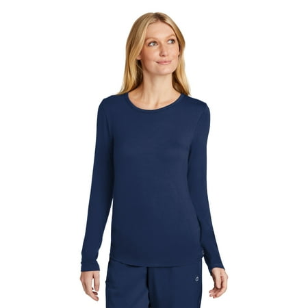 

WonderWink Women s Long Sleeve Layer Tee WW4029 In Navy