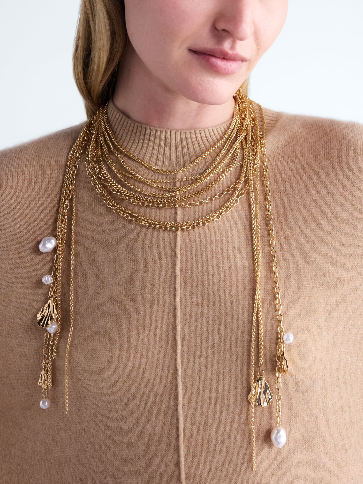 Scoop Multi-Strand Layered Necklace, Gold-Tone