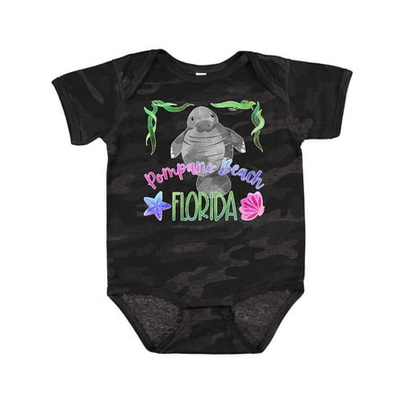 

Inktastic Pompano Beach Florida Cute Swimming Manatee Gift Baby Boy or Baby Girl Bodysuit