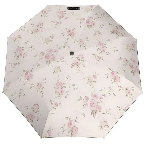 Floral Colorful Flowers Umbrella for Rain - Portable, Double Layer Automatic Folding Umbrella UV Protection for Rain Car Travel Outdoor Men Women