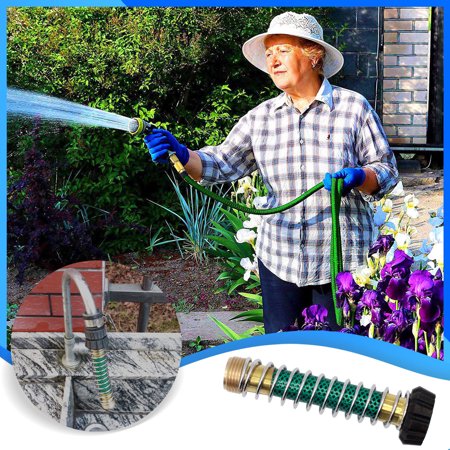 WREESH Garden Hose Coiled Spring Protector With Solid Brass Faucet ...