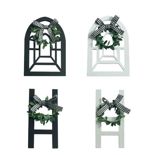 AKEGAMN Creative Vintage Rural Farmhouse Style Window Frame Ladder Ornament: Wooden Frame Design For A Warm And Retro Wall Decoration Adding Fun And To Your Combination of Window Frame and Ladder:In