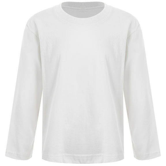 HULIJA Kids Boys Girls Cotton Long Sleeves T-Shirt Basic Solid Top Thermal Undershirt Baselayer Shirt White 100
