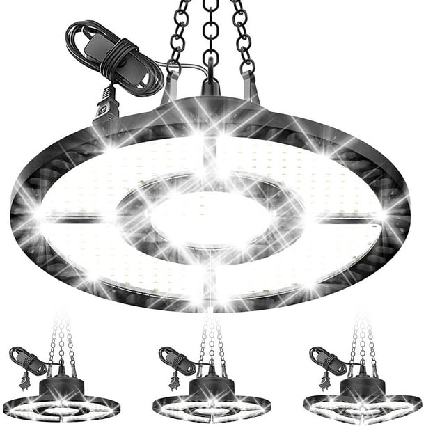 4 Pack 300W LED Deformable Garage Ceiling Lights Plug in 6500K LED