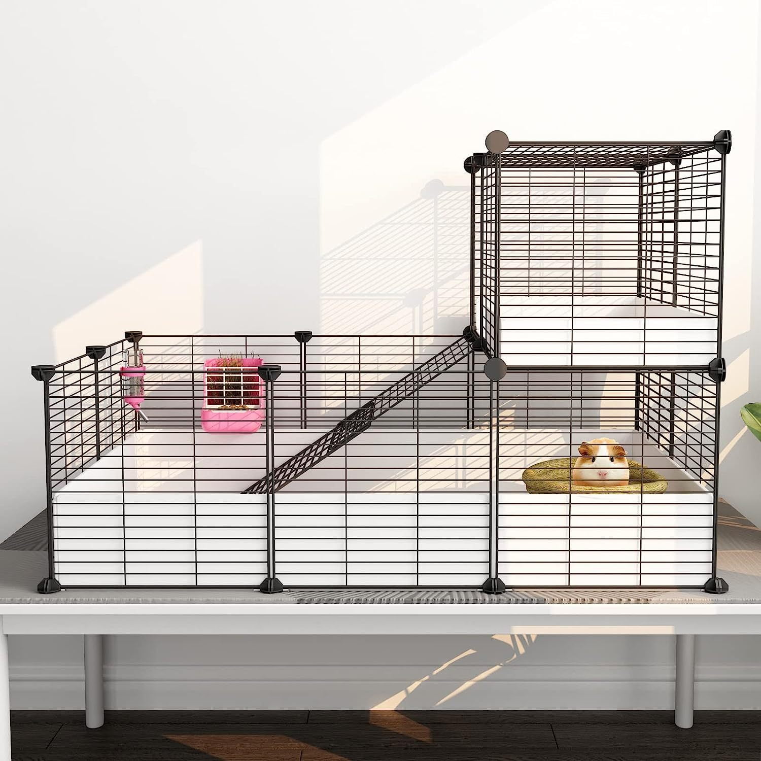 Bilot Guinea Pig Cage,Indoor Habitat Cage with Waterproof Plastic Bottom,Playpen for Small Pet Bunny, Turtle, Hamster
