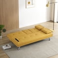 thumbnail image 4 of 67" Folding Sofa Bed with Adjustable Backrest and Silver Metal Legs, Modern Leather Multifunctional Double Sofa Bed with Coffee Table in the Middle for Living Room Bedroom, Yellow, 4 of 9