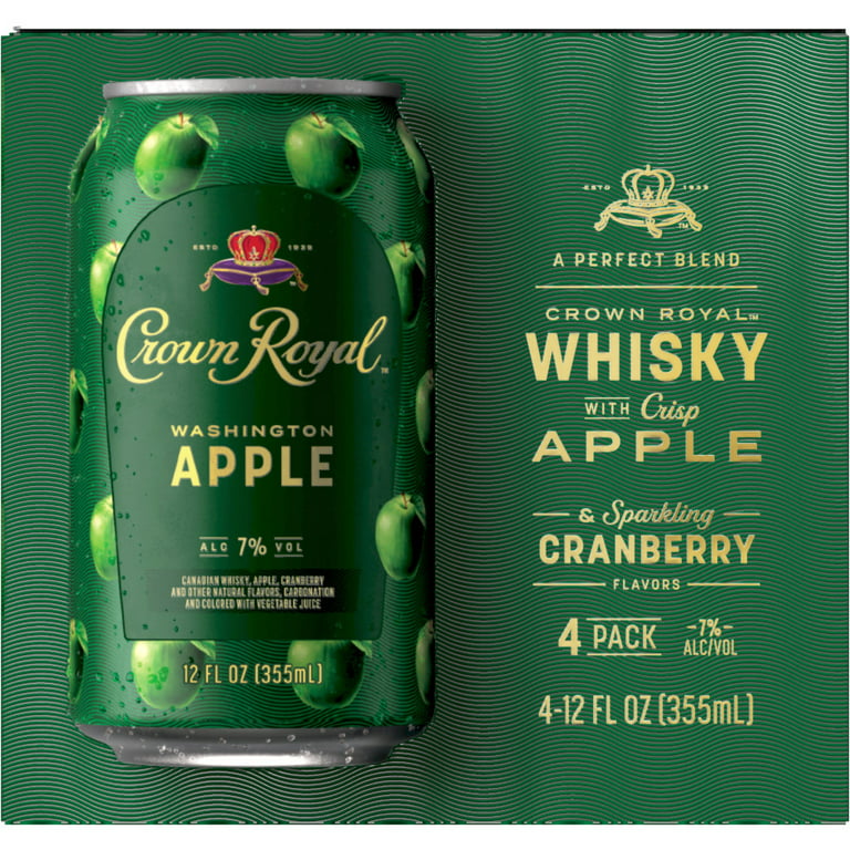 Crown Royal Washington Apple Ready to Drink Canadian Whisky Cocktail,  4-Pack (4 x 12 fl oz) 
