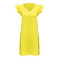 thumbnail image 3 of Vedolay Spring Dresses For Women 2023 Summer Dress for Women Chiffon Blouses Skirt Spaghetti Sleeveless Tops Halter Ruffle Romper Sun Flowy Summer Outfits,Yellow XXL, 3 of 5