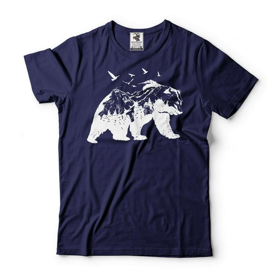 Mens Bear T-shirt Mountain Bear Shirt Camping Bear Tee Nature Bear Shirt Nature Lover Shirt