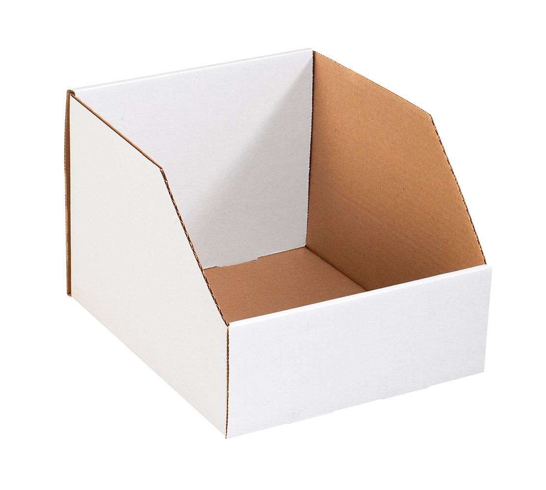Box Partners Jumbo Open Top Bin Boxes 10" x 12" x 8" White 25/Bundle