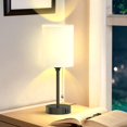thumbnail image 2 of JSXing - L&aacute;mpara De Dormitorio, L&aacute;mpara De Mesilla De Noche Con Usb C Y A Puertos, Tirar De La Cadena L&aacute;mpara De Mesa Con Toma De Ca, Blanco L&aacute;mpara De Mesi, 2 of 7