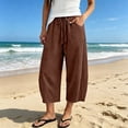 thumbnail image 2 of SONXAHE Cropped Length Capri Pants for Women Relaxed Beach Daily Long Trousers, 2 of 8