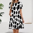 thumbnail image 2 of Black And White Cow Print Dress Summer Street Style Dresses Female Short Sleeve Printed Sundress, 2 of 7
