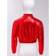 thumbnail image 3 of YUUMIN Veste Métallique Décontractée à Sequins pour Filles et Garçons, Veste à Col Rabattu avec Fermeture Éclair, Rouge 16, 3 of 6