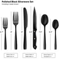 thumbnail image 2 of 24 Pieces Black Silverware Set, Black Flatware Set, Food-Grade Stainless Steel Cutlery Set for 4, Tableware Eating Utensils, Mirror Finished, Dishwasher Safe, 2 of 7