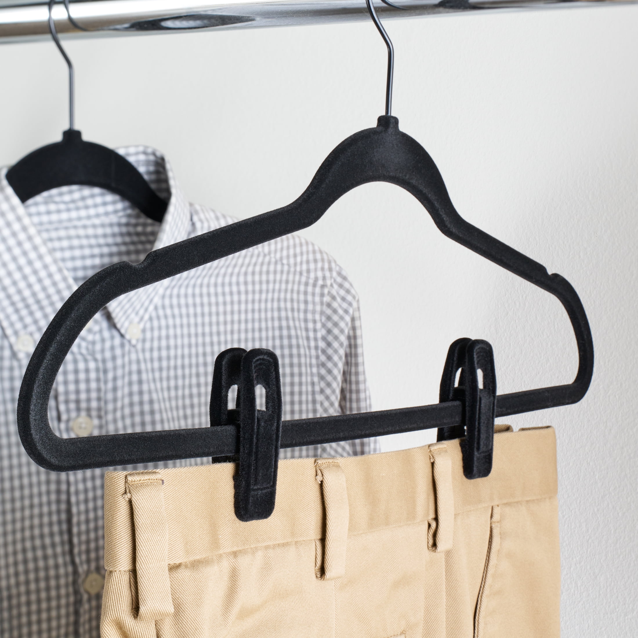 Better Homes & Gardens Velvet Hanger Clips, Non‑Slip Grip, Black, 20‑Count