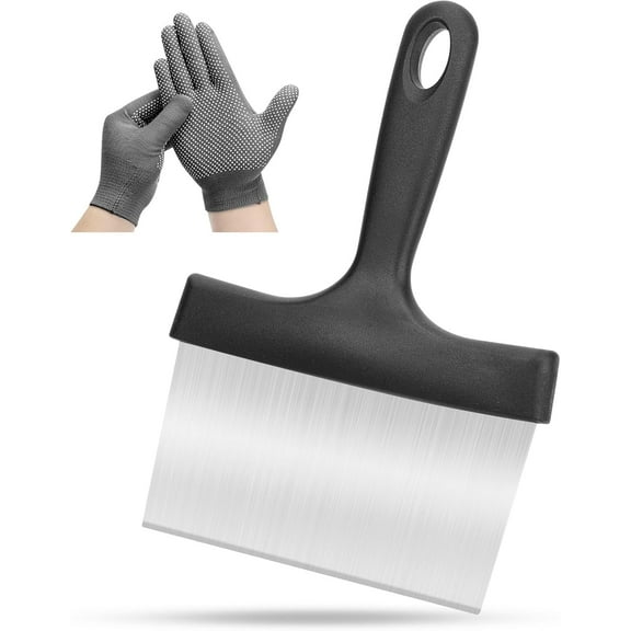 Stainless Steel Griddle Scraper for Blackstone Grill ,  Heavy Duty Grill Cleaner with 5.5" Ergonomic Handle, Flat Top BBQ Scraper Tool, Outdoor Cooking Accessories & Camping Essentials