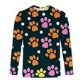 thumbnail image 4 of Yaoyar Men Funny Puppy Paw Print Long Sleeve Round Neck Pullover T-Shirt Top Hiking Workout Athletic T Shirt Long Sleeve Casual Outdoor Tops, 4 of 5