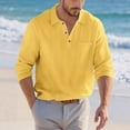 thumbnail image 2 of Linen Polo Shirts for Men Casual Long Sleeve Collared Relaxed Fit Golf Shirts Work Shirt Beach Shirt, 2 of 5