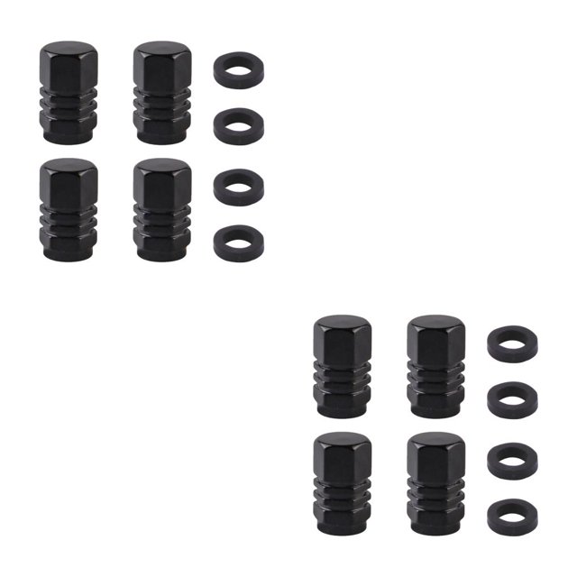 Riwesomey Vástagos de válvula de aire de neumático de rueda de 4 piezas tapas de polvo de neumático de aluminio accesorios de motocicleta Negro 2piezas