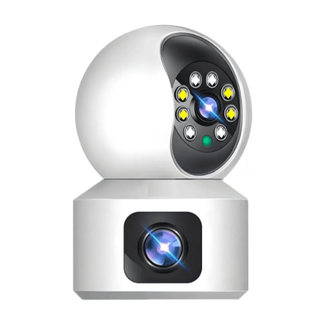 Doble Pantalla Cámara De Seguridad Full Hd Con Alarma Malubero Blanco