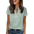 thumbnail image 4 of Favoffer Women's Work Shirts Short Sleeve V Neck Loose Fit Solid Color Casual Blouses for Business Office Meeting Daily, 4 of 9