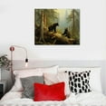 thumbnail image 4 of JRXY Canvas Wall Art - Black Bears Playing on Fallen Broken Tree - Modern Wall Decor Gallery Canvas Wraps Giclee Print Stretched and Framed Ready to Hang 16x12in, 4 of 4