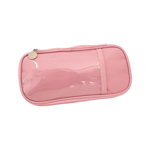 Estuche de lona de gran capacidad para colegio y oficina - Bolsa transparente para lápices adorables con asa fácil de llevar para estudiantes y almacenamiento de material de papelería