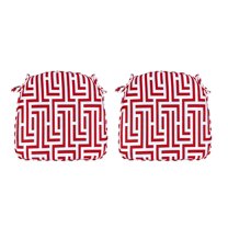 FBTS Prime 16x17 inch All-Weather Red Maze Outdoor Seat Pads, Pack of 2