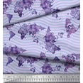 thumbnail image 3 of Soimoi Purple Moss Georgette Fabric Waves & World Map Print Fabric by Yard 42 Inch Wide, 3 of 3