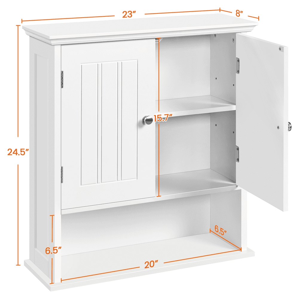 Renwick Two Door Wall Mounted Bathroom Cabinet with Open Compartment, White