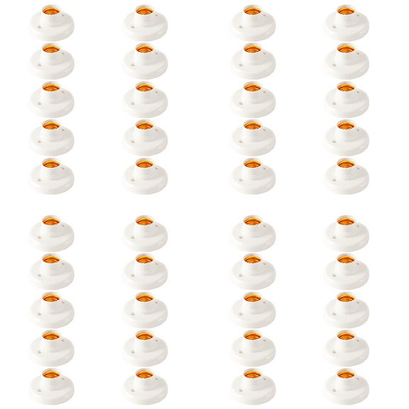 40Pcs E27 Plastic Screw Lamp Holder Round Lamp Holder Bulb Socket Holder Adapter