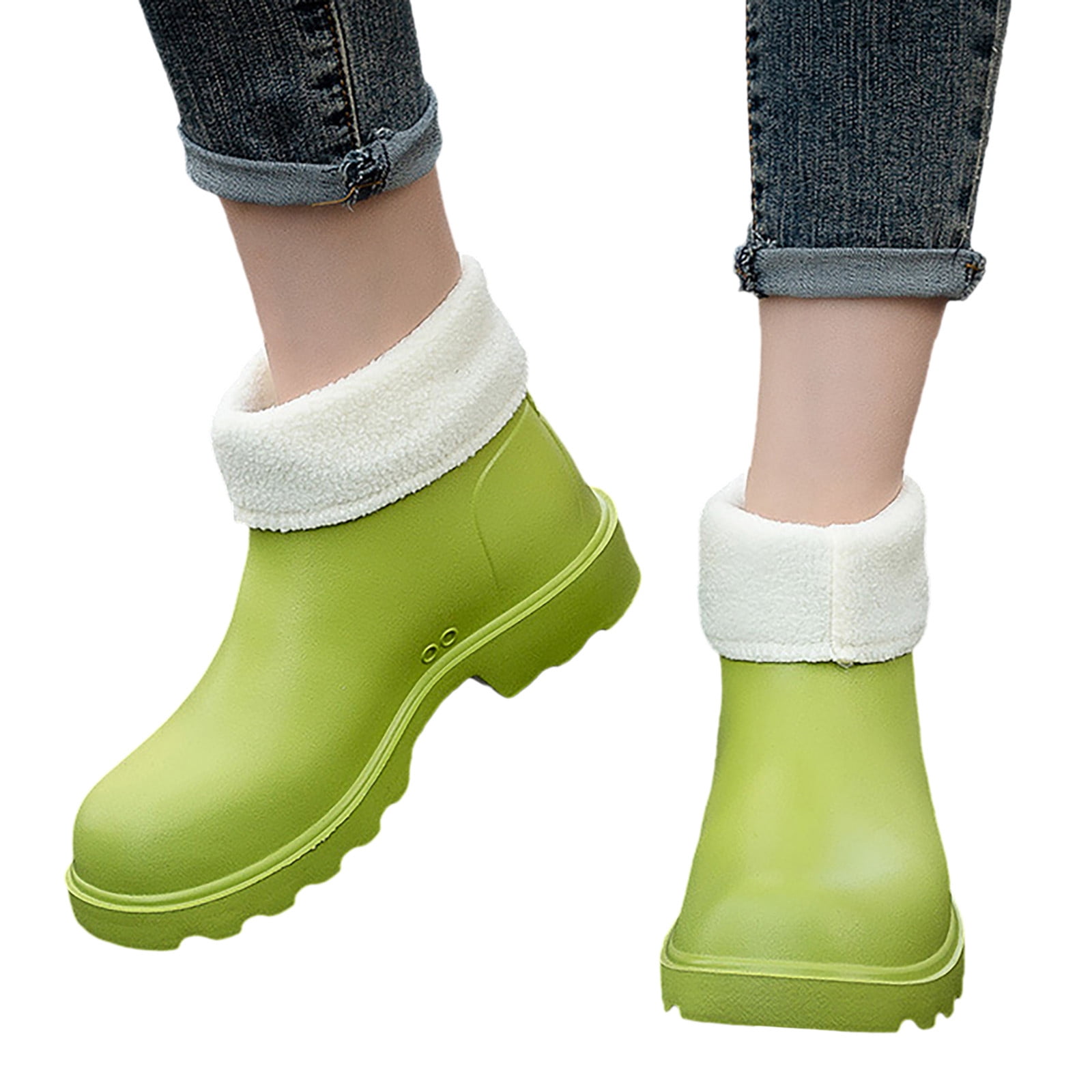 EHQJNJ Womens Rain Boots Tall Lined 2024 New Korean Edition Anti and Durable Detachable Plush Eva Light Sole Rainshoes and Rainboots Womens Rain Boots Short Rain Boots Women Tall Wide Calf