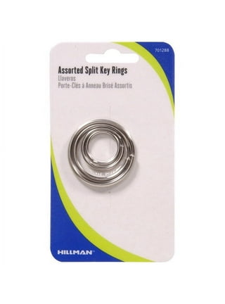 Hillman 701288 Assorted Split Key Rings Package, Silver Metallic, 4 Pack