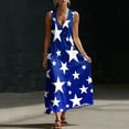 thumbnail image 4 of Dresses for Women 4th of July Sleeveless Deep V Neck Maxi Dress Summer Patriotic Button Flowy Long Sundress with Pockets Beach Vacation, 4 of 8