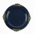 thumbnail image 2 of BalsaCircle 10 Navy Blue Round 10" Disposable Plastic Salad Dinner Plates Gold Embossed Baroque Trim Party Events Decorations, 2 of 8
