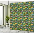 thumbnail image 5 of Ambesonne Dog Shower Curtain, Assorted Cartoon Style Pets, 69"Wx75"L, Hunter Green Multicolor, 5 of 5