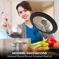 thumbnail image 6 of Modern Innovations Universal Lids (Set of 2) Fits 7 to 12-Inch Cookware, Silicone Replacement Pan Lid, Glass Top Covers for Skillets, Pots, Frying Pans, Cast Iron, CrockPot - Black, 6 of 7