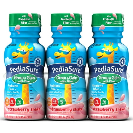 - PediaSure Grow & Gain Nutrition Shake with Fiber For Kids, Strawberry, 8 fl oz, 24 Count