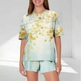 thumbnail image 2 of Women Summer 2 Piece Outfits Casual Graphic Print T Shirt and Shorts Crewneck Short Sleeve Pajamas Lounge Sets, 2 of 6